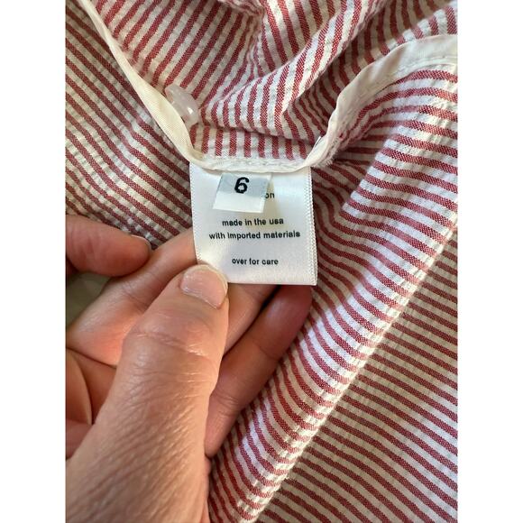 Rachel Comey Women's 6 Steady Seersucker red Pink White Dress Resort Holiday - Picture 4 of 11
